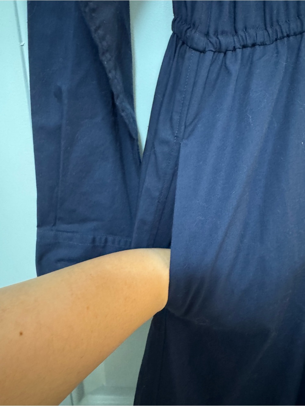 Polo Ralph Lauren Navy Pleated-Hem Drawstring Midi Shirtdress Size 6 - Picture 6 of 10